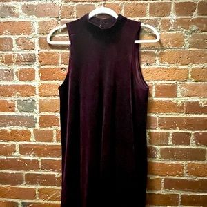 5 for $20! Burgundy Velvet mock turtleneck swing cocktail doll dress dark red